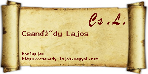 Csanády Lajos névjegykártya