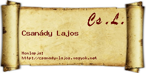 Csanády Lajos névjegykártya